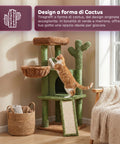 puppy lovers albero tiragraffi per gatti a forma di cactus 1065 cm torre tiragraffi in sisal naturale con casetta cuccia a cestino e pallina gioco design moderno verde e marrone ean 8054806950849