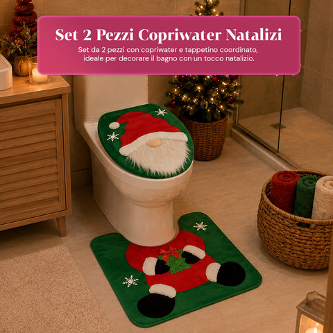 saint joy copriwater natalizio set 2 pezzi babbo natale con tappeto verde ean 8050043128034