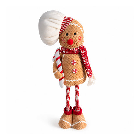 saint joy pupazzo pan di zenzero natalizio espandibile 50 80 cm decorazione natale in peluche con gambe telescopiche 2 varianti ean 8056819079746