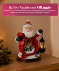 saint joy statuina babbo natale con villaggio e lanterna in resina 16x19 cm ean 8050043128010
