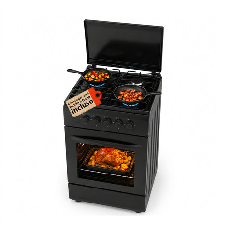 wintem cucina a gas 50x50 cm con forno a gas 49 litri 4 fuochi di diversa potenza valvole di sicurezza e coperchio ean 8056819078930