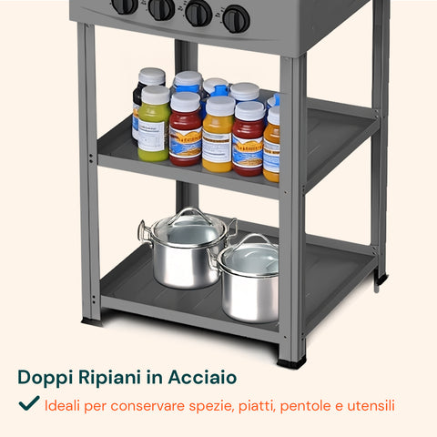 staylux cucina a gas da esterno con supporto e 2 ripiani acciaio potente e pratica ean 8055954980054