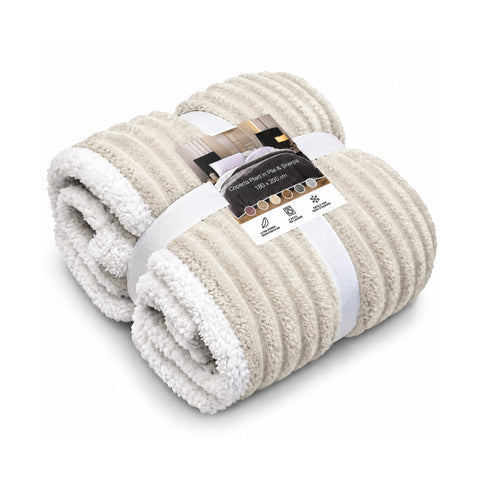 avilia home coperta plaid sherpa 180x200 cm in flanella a righe con retro bianco per letto divano o viaggio disponibile in sei colori ean 8056819082319