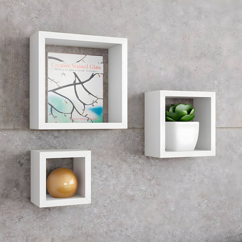 five simply smart set 3 mensole da parete a cubo tre dimensioni in mdf bianco ean 3560234489806