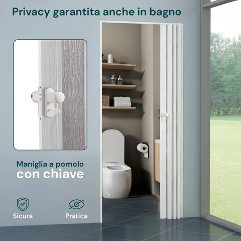 garden friend porta a soffietto bianca 85x215 cm in pvc con inserti ps e chiusura a chiave ean 8023755042714