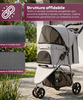 puppy lovers passeggino per cani e gatti pieghevole grigio cabina trasparente con visione a 360 carrello per animali domestici in acciaio e oxford con portabicchieri e cestello portata 15kg ean 8054806950276