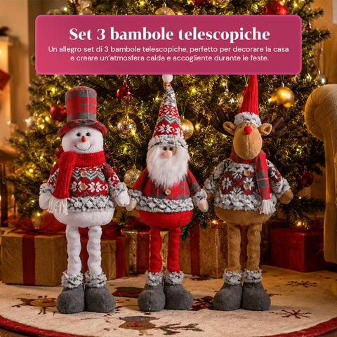 saint joy pupazzi natalizi set 3 con gambe regolabili tema scozzese o inglese ean 8050043128409