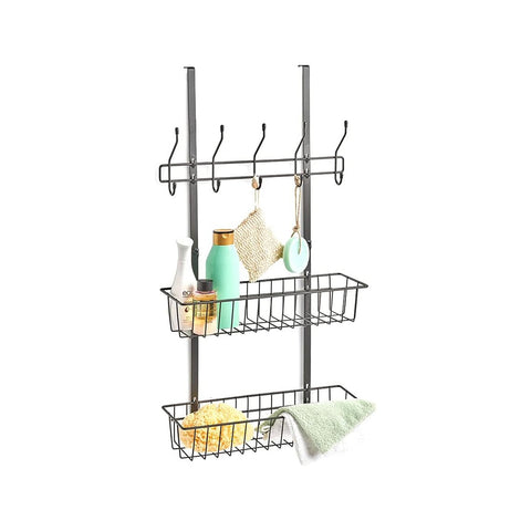 immagine-3-zeller-pensile-da-porta-multiuso-5-ganci-e-2-cestini-in-metallo-ean-4003368187730