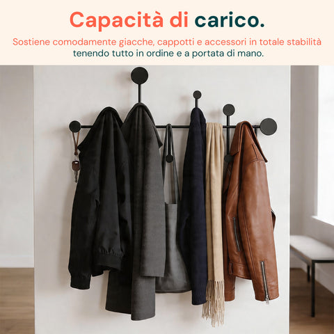 avilia home appendiabiti da parete moderno con 10 ganci in metallo resistente 59x335 cm portata 30 kg kit montaggio incluso 59x335 cm ean 8052879010880