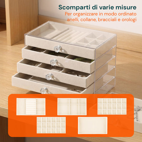 avilia home scatola portagioie 5 cassetti organizer gioielli con scomparti multimisura ean 8052879011634
