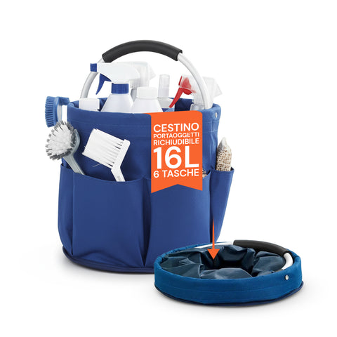 Secchiello Pieghevole Multiuso 16L con Tasche – Salvaspazio e Resistente