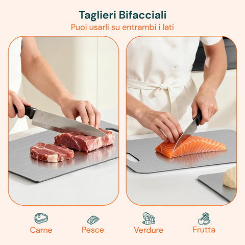 avilia home set 3 taglieri bifacciali varie dimensioniin acciaio inox antiruggine ean 8052879011498