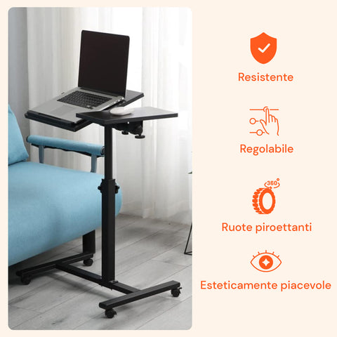 avilia scrivania regolabile con ruote e ripiano inclinabile salvaspazio multiuso ean 8056819050271
