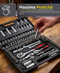 daimann set 94 attrezzi da lavoro in cromo vanadio con valigetta professionale per auto e moto ean 8056590070505