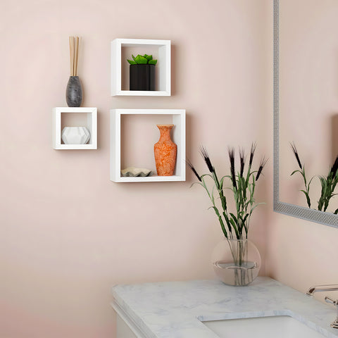 five simply smart set 3 mensole da parete a cubo tre dimensioni in mdf bianco ean 3560234489806