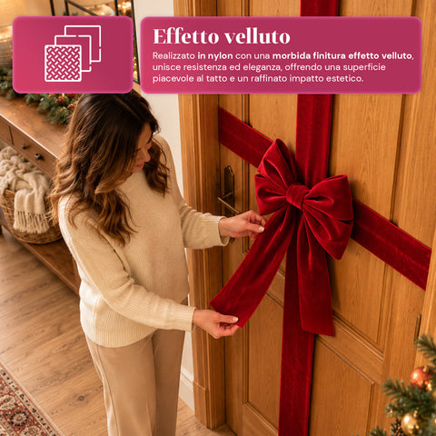 saint joy fiocco natalizio xxl effetto velluto con nastro decorativo 430x200 cm ean 8050043128119