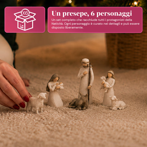 saint joy presepe moderno 6 pezzi in resina effetto intagliato ean 8050043128164