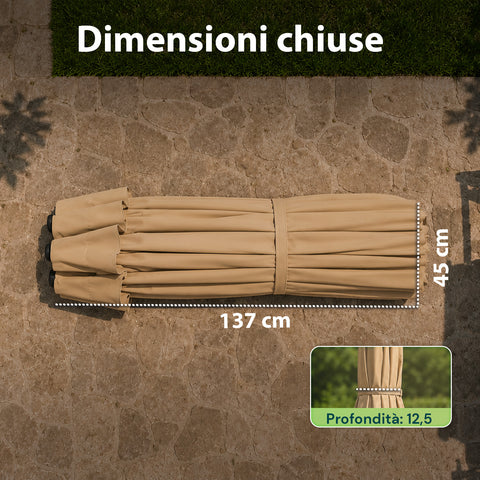 zendea ombrellone da giardino ovale xxl 400x200 in acciaio al carbonio e telone in poliestere altezza 275m base non inclusa ean 8050030810942
