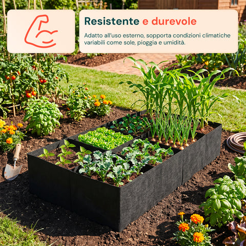 zendea orto rialzato in tessuto 480l con 8 scomparti in acciaio inox 304 182x91 cm per verdure e piante e pronto alluso ean 8050030810515