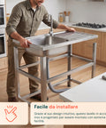 avilia home lavello multifunzione in acciaio inox con fontana lavandino con vasca gocciolatoio e doppia mensola reversibile dxsx 75x40x80 cm ean 8056244083189