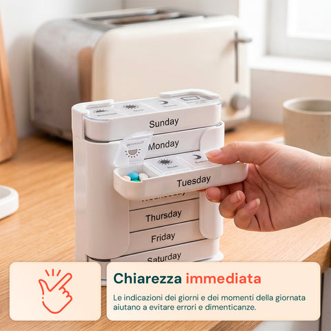 avilia home organizer pillole settimanale 7 giorni con contenitori giornalieri rimovibili e portatili ean 8052879011429