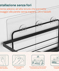 avilia home set 2 mensole adesive da parete in acciaio nero per bagno e cucina ean 8052879010668