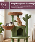 puppy lovers albero tiragraffi per gatti a forma di cactus 1065 cm torre tiragraffi in sisal naturale con casetta cuccia a cestino e pallina gioco design moderno verde e marrone ean 8054806950849