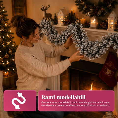 saint joy ghirlanda natalizia innevata 280 cm con rami modellabili in pvc ean 8050043128133