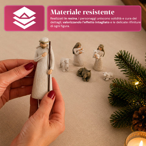 saint joy presepe moderno 6 pezzi in resina effetto intagliato ean 8050043128164