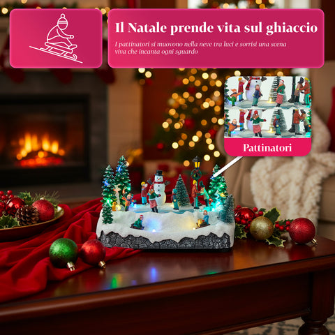 saint joy villaggio di natale animato silentpark con luci led musica e pattinatori in movimento ean 8050043127495