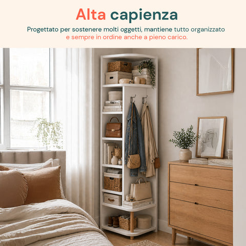 avilia home scaffale angolare in mdf bianco a 7 livelli 180x30x30 cm ad alta capacita di carico ean 8052879010286