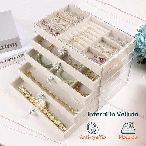 avilia home scatola portagioie 5 cassetti organizer gioielli con scomparti multimisura ean 8052879011634