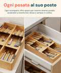 axentia organizer portaposate in bambu con 6 scomparti ed etichette per cassetti cucina 20x39 cm in legno naturale ean 8052879012051