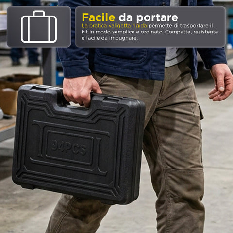 daimann set 94 attrezzi da lavoro in cromo vanadio con valigetta professionale per auto e moto ean 8056590070505