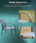 Design ergonomico del set da giardino con dettagli su bracciolo curvo e seduta sagomata - Poltrona da esterno con cuscini imbottiti in poliestere per massimo comfort
