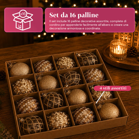 saint joy palline di natale set 16 pezzi assortiti a6 cm oro o argento ean 8050043128249