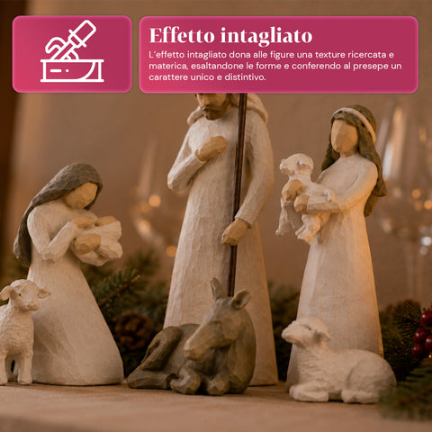 saint joy presepe moderno 6 pezzi in resina effetto intagliato ean 8050043128164