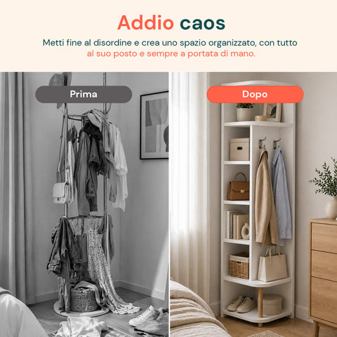 avilia home scaffale angolare in mdf bianco a 7 livelli 180x30x30 cm ad alta capacita di carico ean 8052879010286