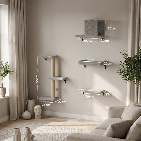 puppy lovers parco giochi verticale da parete per gatti percorso a muro in legno multistrato e sisal naturale parete attrezzata salvaspazio con rivestimento morbido ean 8054806950856