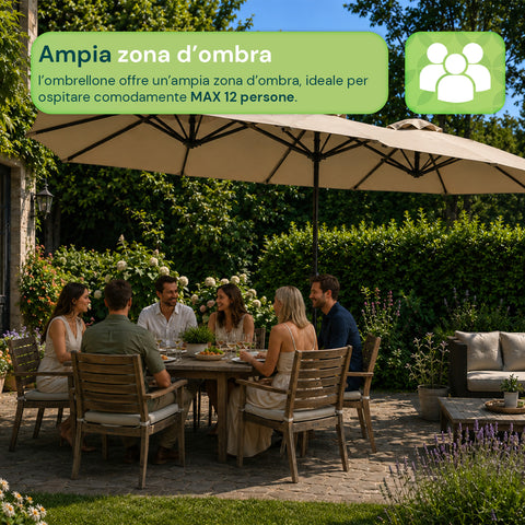 zendea ombrellone da giardino ovale xxl 400x200 in acciaio al carbonio e telone in poliestere altezza 275m base non inclusa ean 8050030810942
