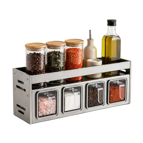Stalen organizer met 4 uitneembare bakken en bovenplank, 35x10,5x12 cm – draagvermogen 10 kg