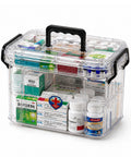avilia home organizer per farmaci trasparente a 2 livelli con maniglia e chiusura a clip 8 scomparti superiori 235x17x135 cm ean 8052879011375