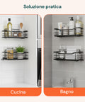 avilia home set 2 mensole adesive da parete in acciaio nero per bagno e cucina ean 8052879010668