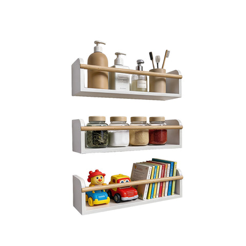 Set 3 Mensole da Parete Multiuso in Legno Resistente 40x12 cm - Portata 3kg