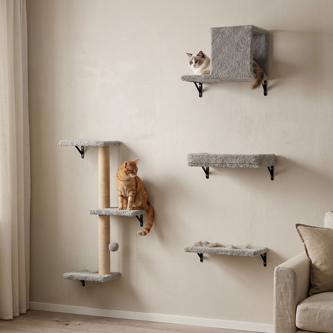 puppy lovers parco giochi verticale da parete per gatti percorso a muro in legno multistrato e sisal naturale parete attrezzata salvaspazio con rivestimento morbido ean 8054806950856