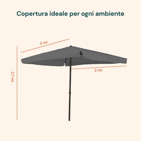zendea ombrellone da giardino 3x3 regolabile con snodo inclinabile e carrucola ean 8015361595395