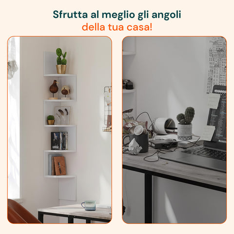 avilia home scaffale angolare bianco a 5 ripiani salvaspazio per casa ean 8052879010606