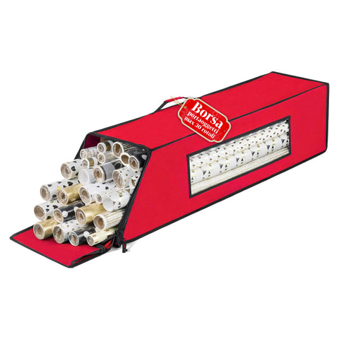 Tas voor cadeaupapier met rits en transparant venster van Oxford-stof