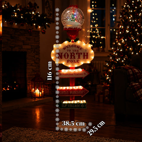 saint joy lanterna natalizia con luci led effetto neve e insegna polo nord ean 8050043127921