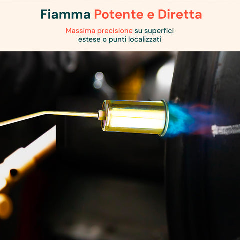 Cannello a Gas 70cm con Bruciatore ø60mm e Leva Rapida per Uso Professionale